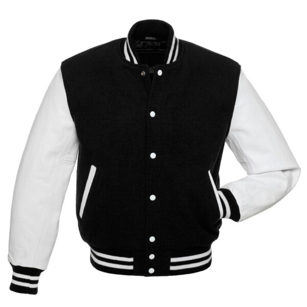 Men black and white varsity jacket