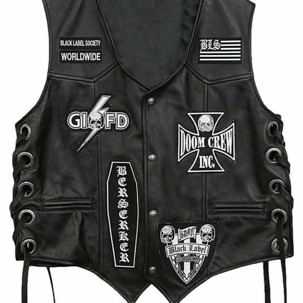Black Label Society Real Leather Vest with Patches