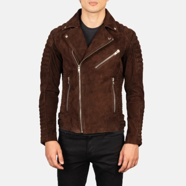Brown Suede Armand Mocha Biker Jacket Men