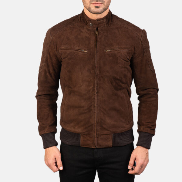 Men Classic Suede Bomber Sven Mocha Jacket