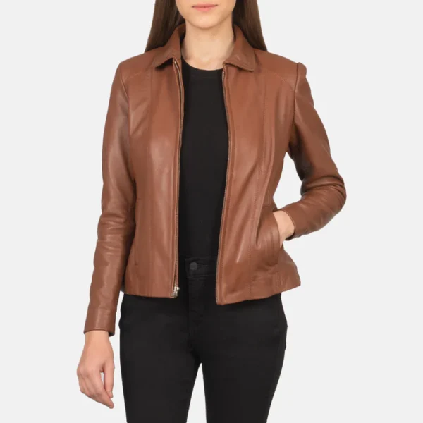 Women Brown Classic Leather Jacket