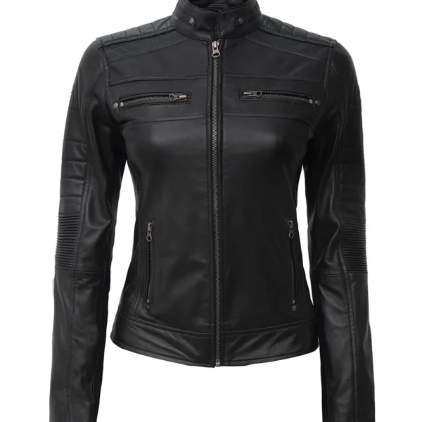 Cafe Racer Women's Classic Black Leather Jacket