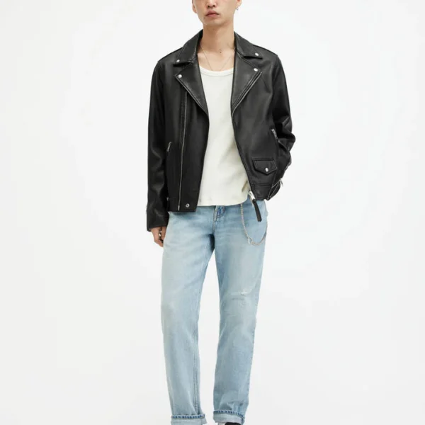 Milo Asymmetric Zip Leather Biker Jacket
