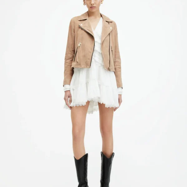 Dalby Slim Fit Suede Biker Jacket
