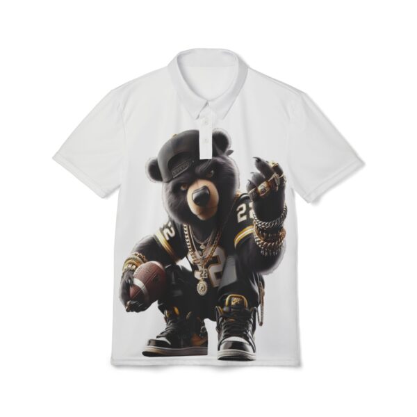 Streetwear Football Bear Polo Shirt — Hip-Hop Teddy Bear Graphic Polo