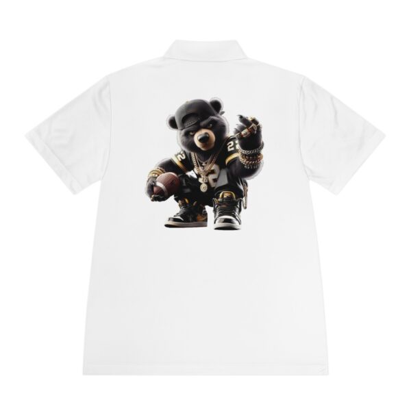 Polo Shirt — Urban Street Bear Graphic Polo (Teddy Football DJ Design)
