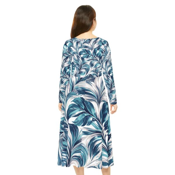 Blue Teal Marble Swirl Long Sleeve Dance Dress